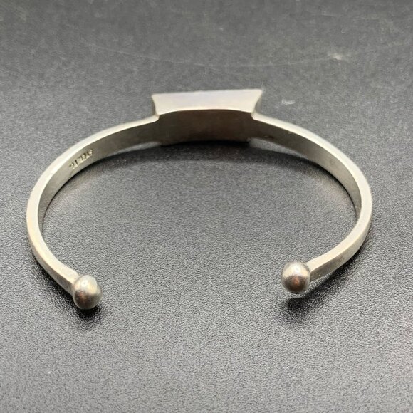 Unusual Sterling Silver & Poured Resin Handcrafted Cuff Bracelet Signed STER PC. - Picture 8 of 8